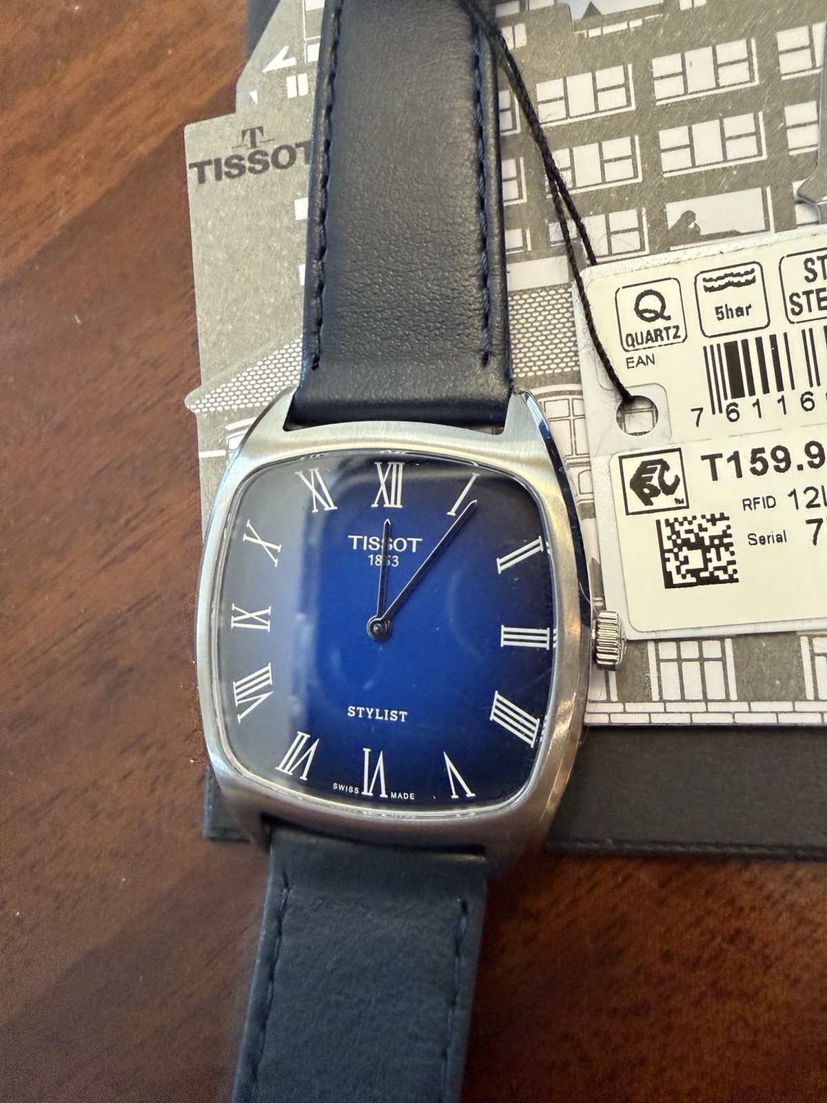Tissot Stylist Leather Gradient Blue Band Blue Face 32mm Stainless Steel Watch