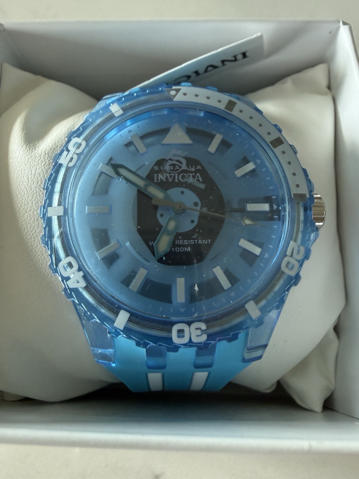Invicta Men’s Watch Subaqua Quartz Blue and White Silicone Rubber Strap 69449