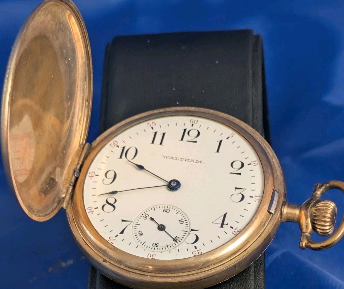 Waltham Pocket Watch 610 Optical Illusion GF Case Accurate ~ Needs New Crystal