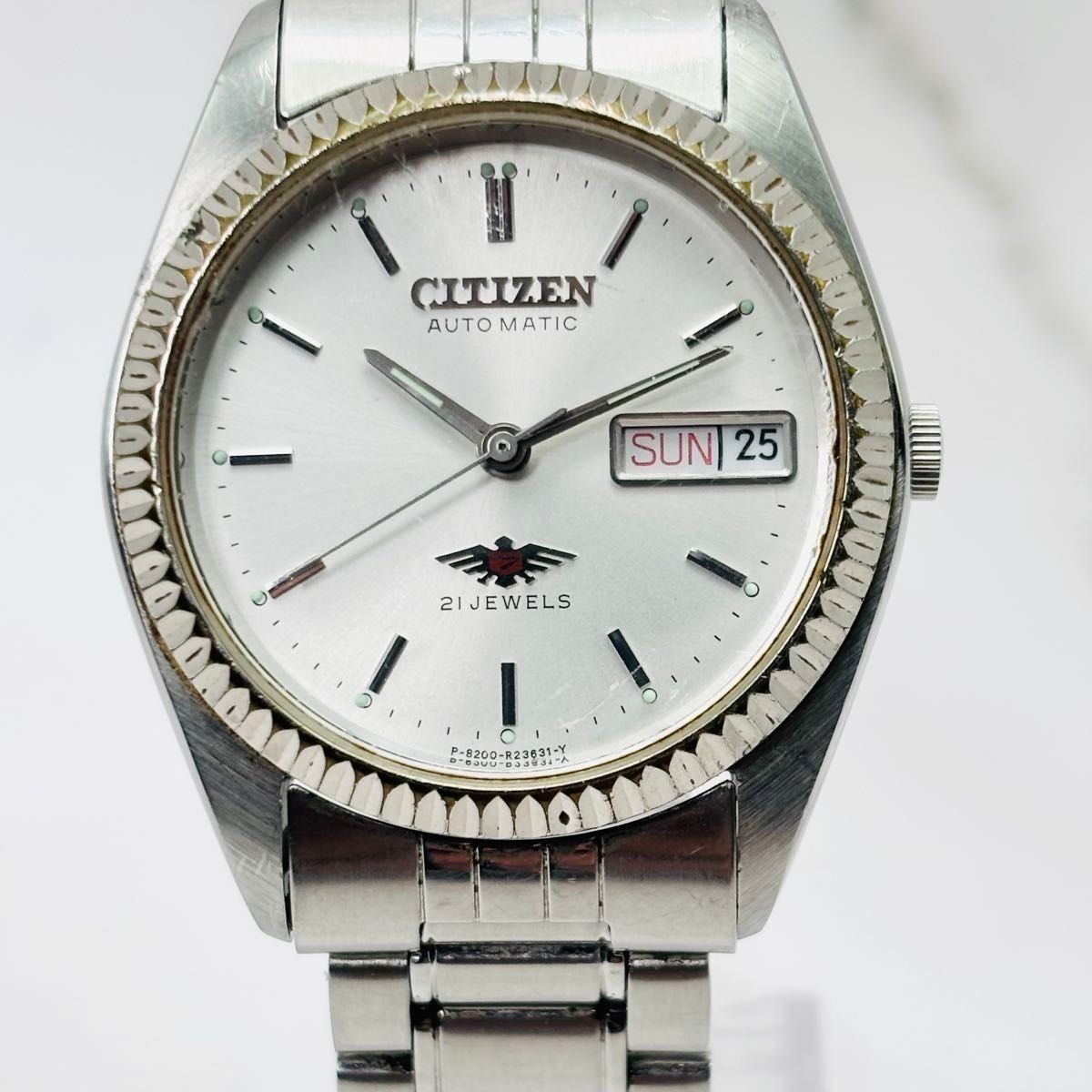 Working CITIZEN Automatic Eagle 7 21 Jewels 4 R05032 Fluted Bezel Day Date Men’s