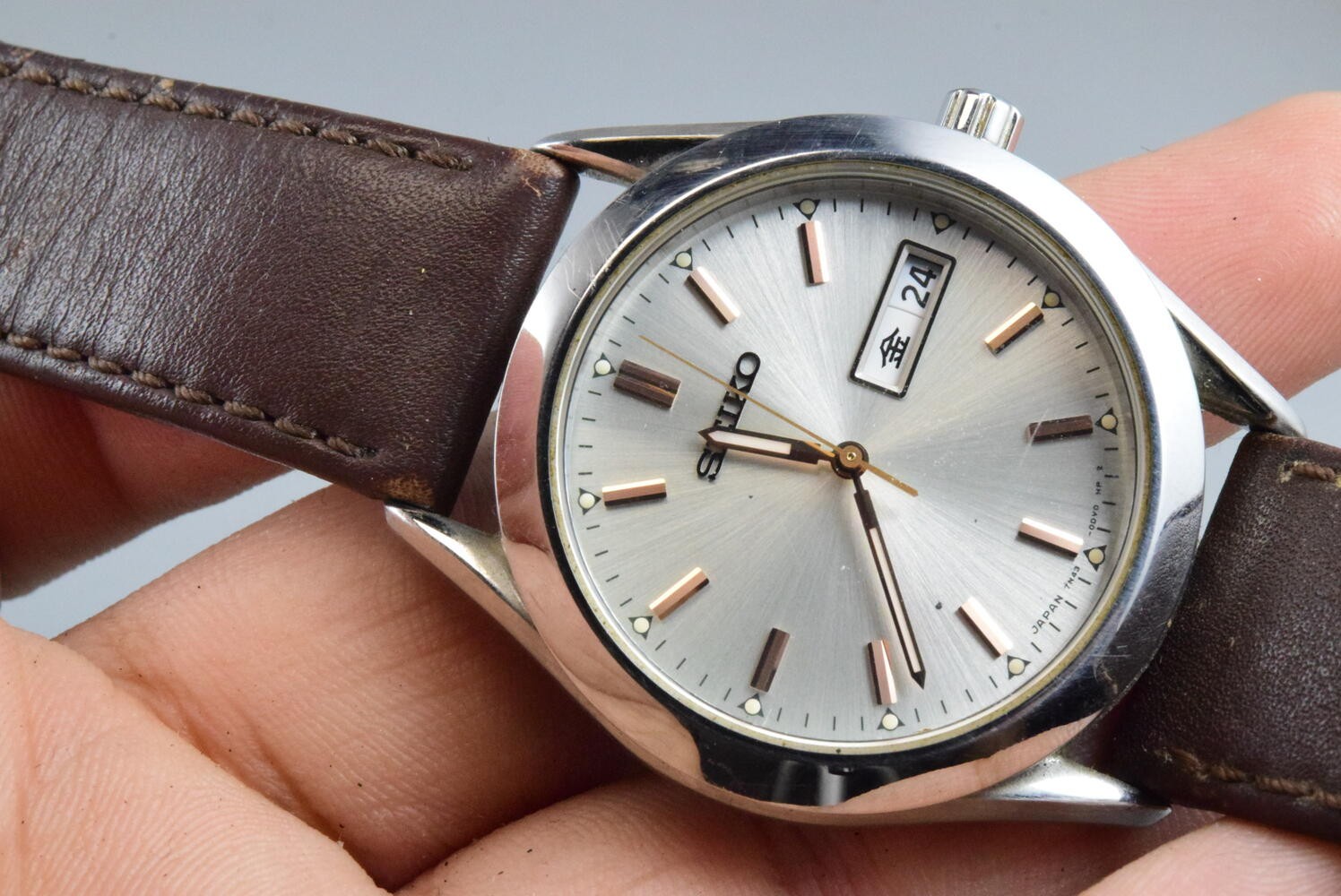 Vintage watch Seiko 7N43-9080 Silver Men Quartz Round 40mm