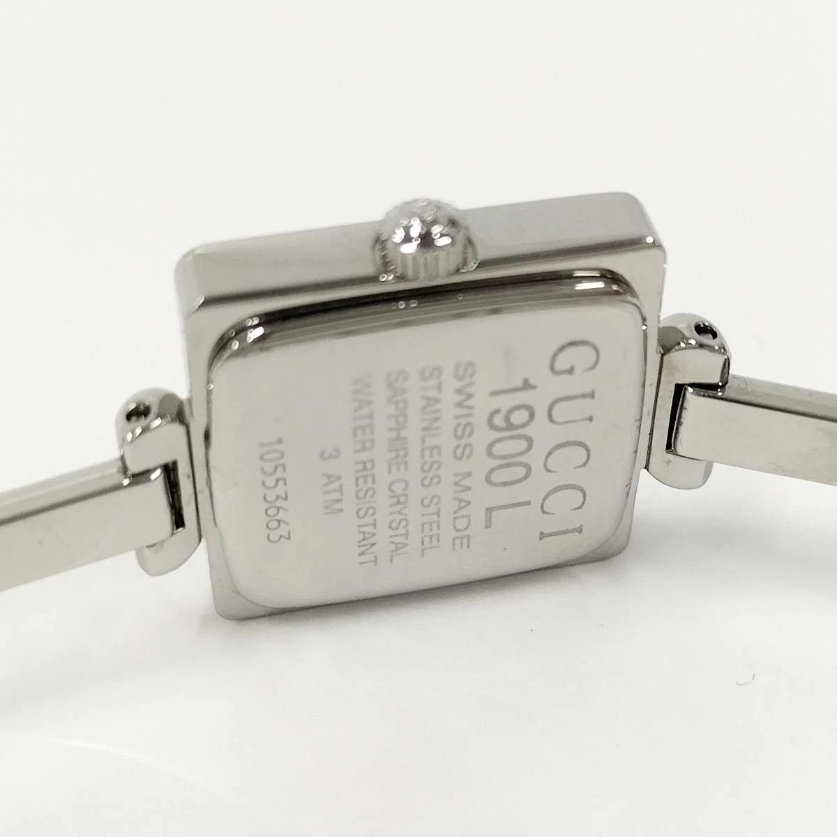 used GUCCI ladies wristwatch quartz square SS black dial 1900l
