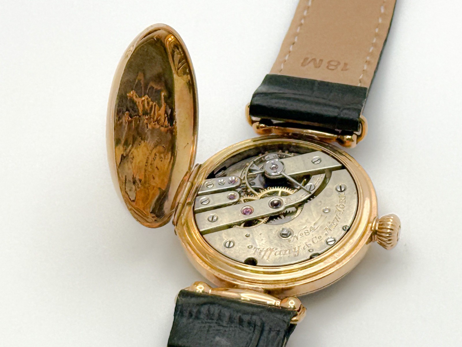 Vintage Patek Philippe Tiffany & Co Watch 34mm 18K Gold Leather Strap