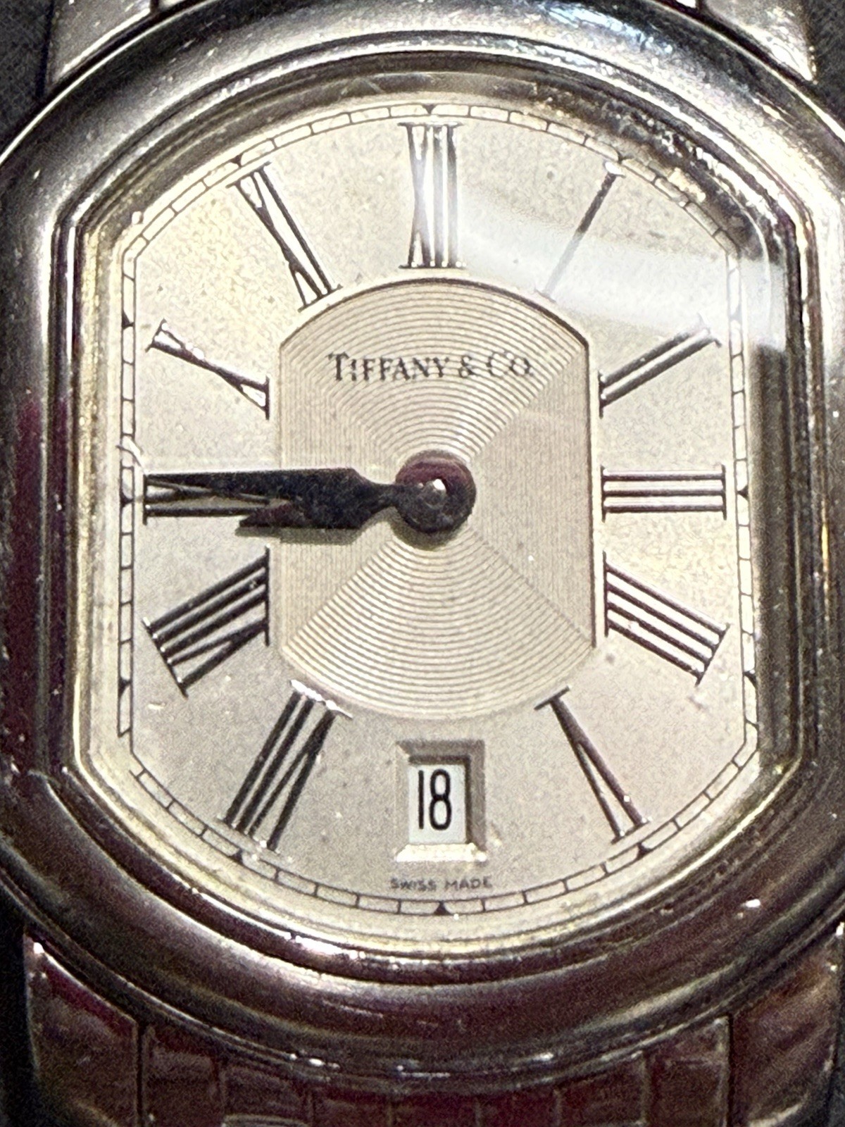 Tiffany & Co Atlas Mark Coupe Resonator Ladies Date Watch SS Guilloche Box Paprs
