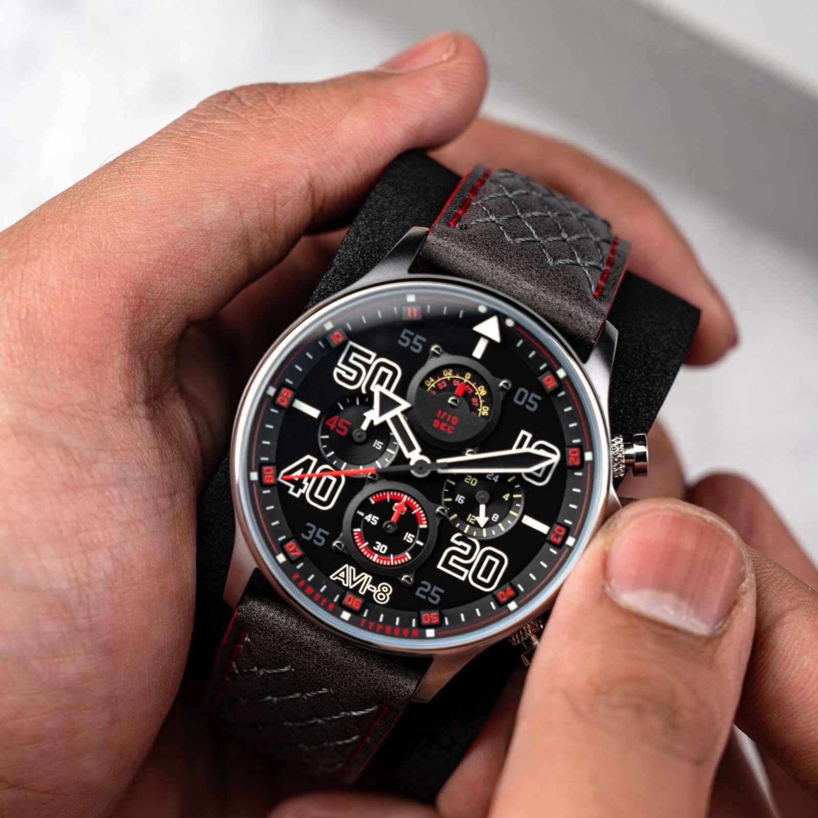 Coningham Chronograph Black / Leather | Black Dial Wristwatch AV-4093-0A