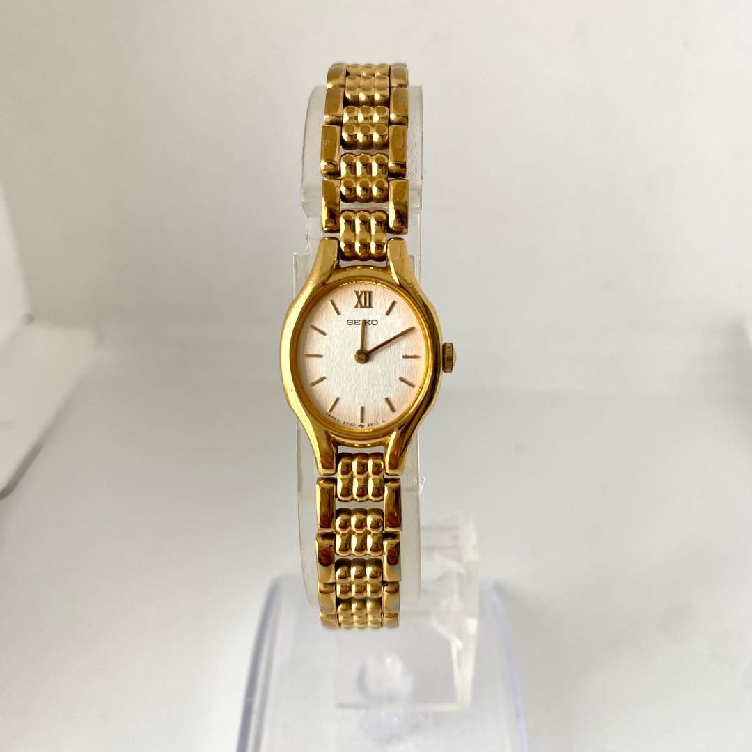 Working SEIKO wristwatch gold oval vintage Roman
