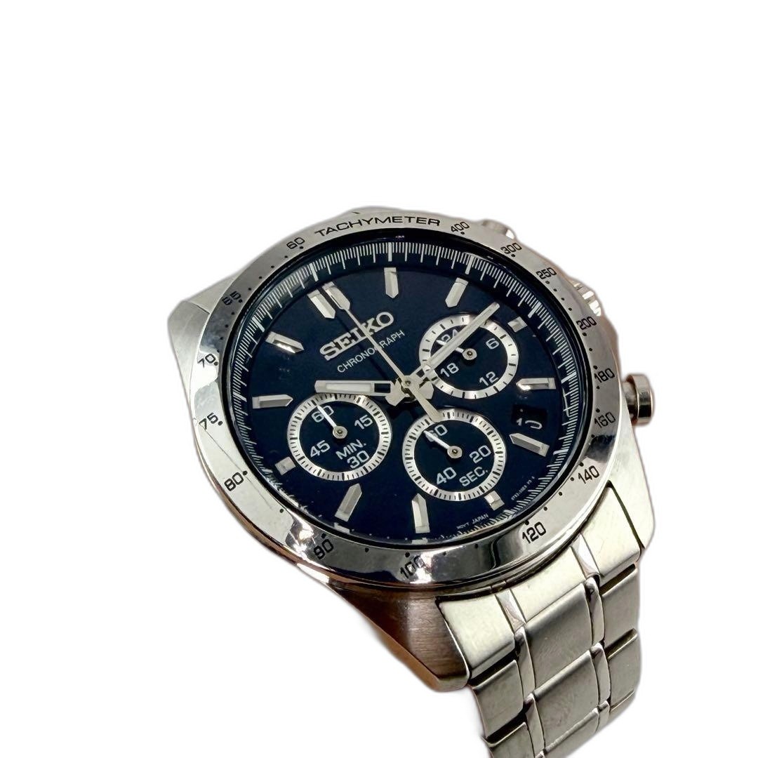 SEIKO Chronograph 8T63-00D0 Blue Dial Men’s Watch Pre-owned – Excellent