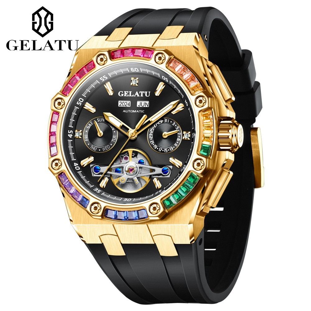 GELATU Automatic Mechanical Men’s Watch, Luminous, Waterproof, Complete Calendar