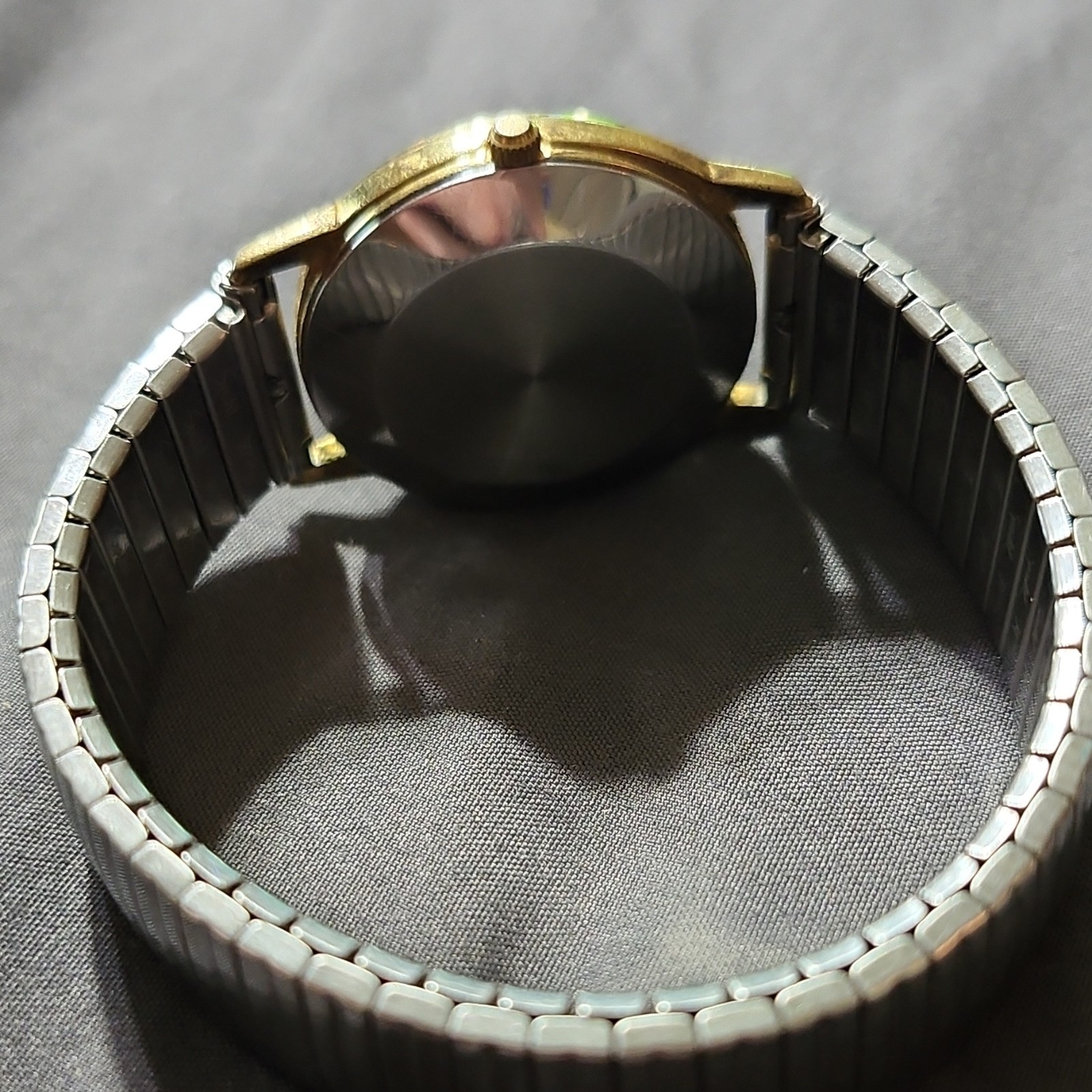 Square D Company Quartz Analog Logo Dial Gold Tone SS Case Silver SS Band