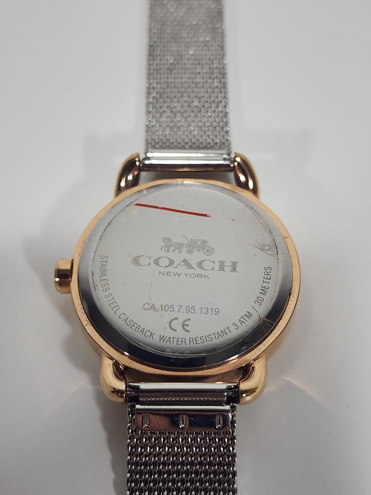 Coach ~ Women’s Silver & Rose Gold Tone Logo Dial Mesh Band Wrist Watch ~ NWOB