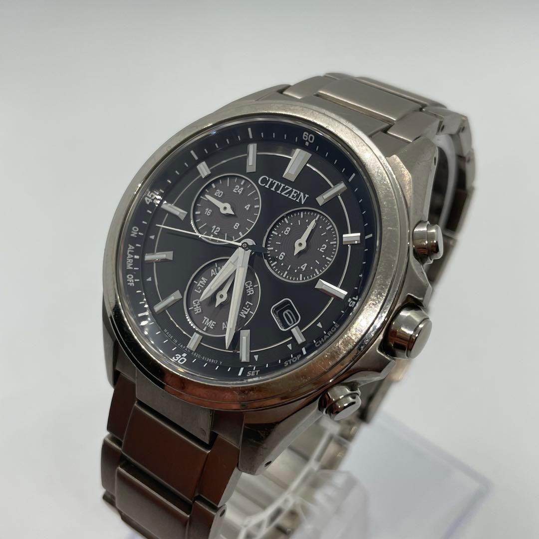 CITIZEN ATTESA E820-S096081 Black Dial Eco-Drive Men’s Watch Used Working #14