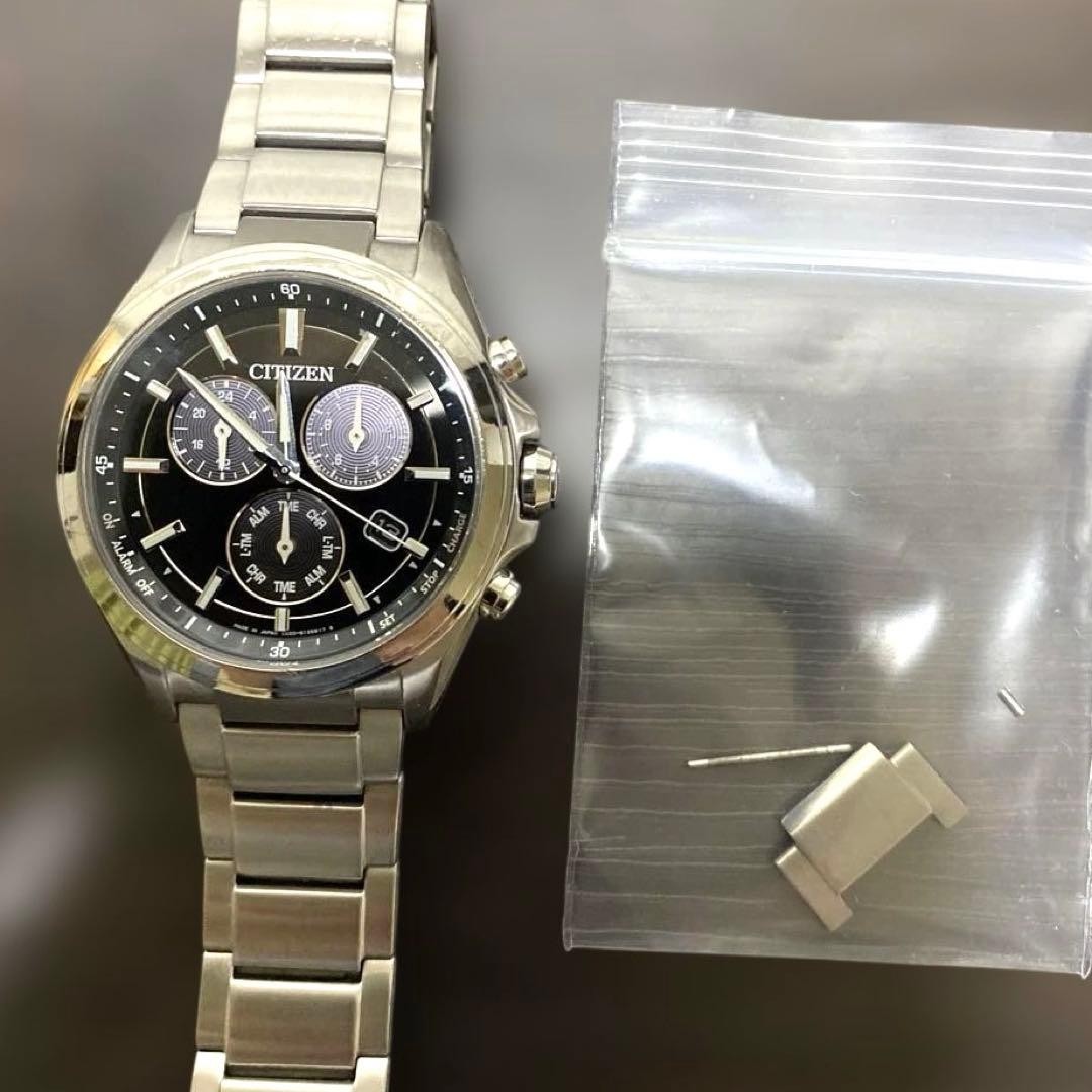 Citizen Attessa Solar Chronograph Titanium Watch Black Dial Used