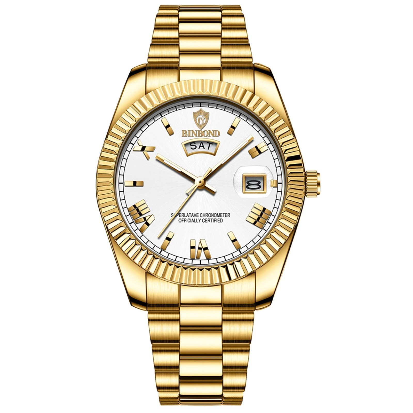 Men’s Business Stainless Steel Waterproof Quartz Wrist Watch Luminous With Date
