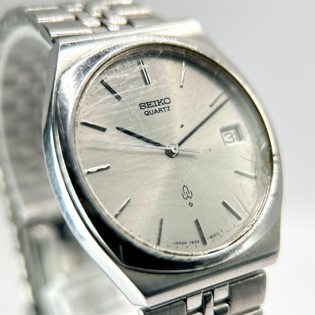 SEIKO Mens Quartz Analog Date Watch 33.5mm Silver Dial 7.1mm Thickness 16.3mm