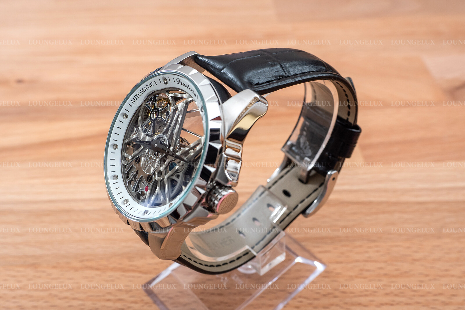 Mens Automatic Mechanical Watch – Silver White Dial Leather DIASTERIA 13868