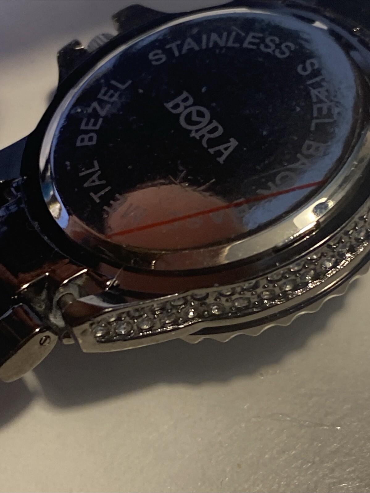 Bora Watch Women 37mm Crystal Bling Gun Metal Color New Battey Band Bling