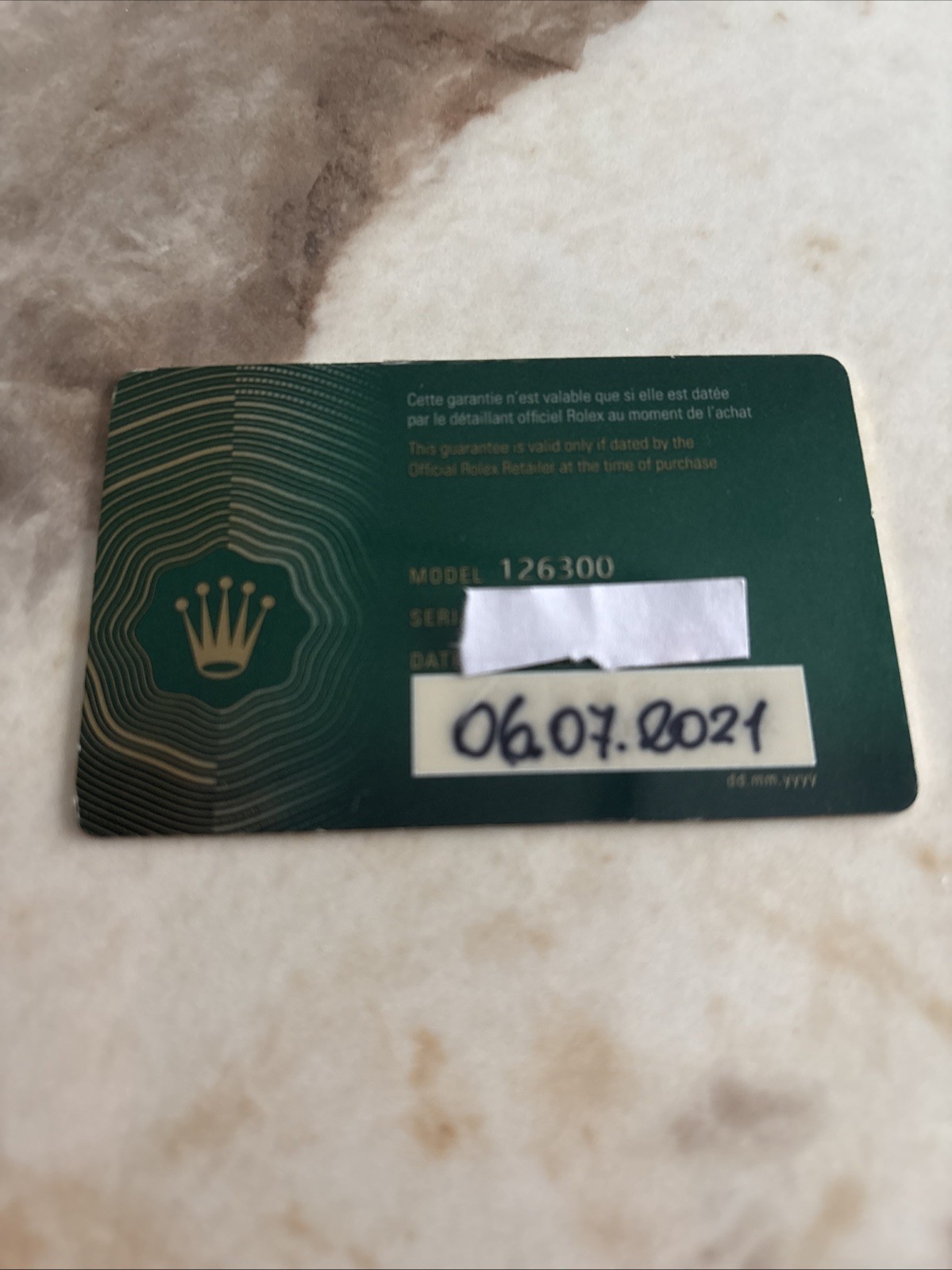 rolex card new