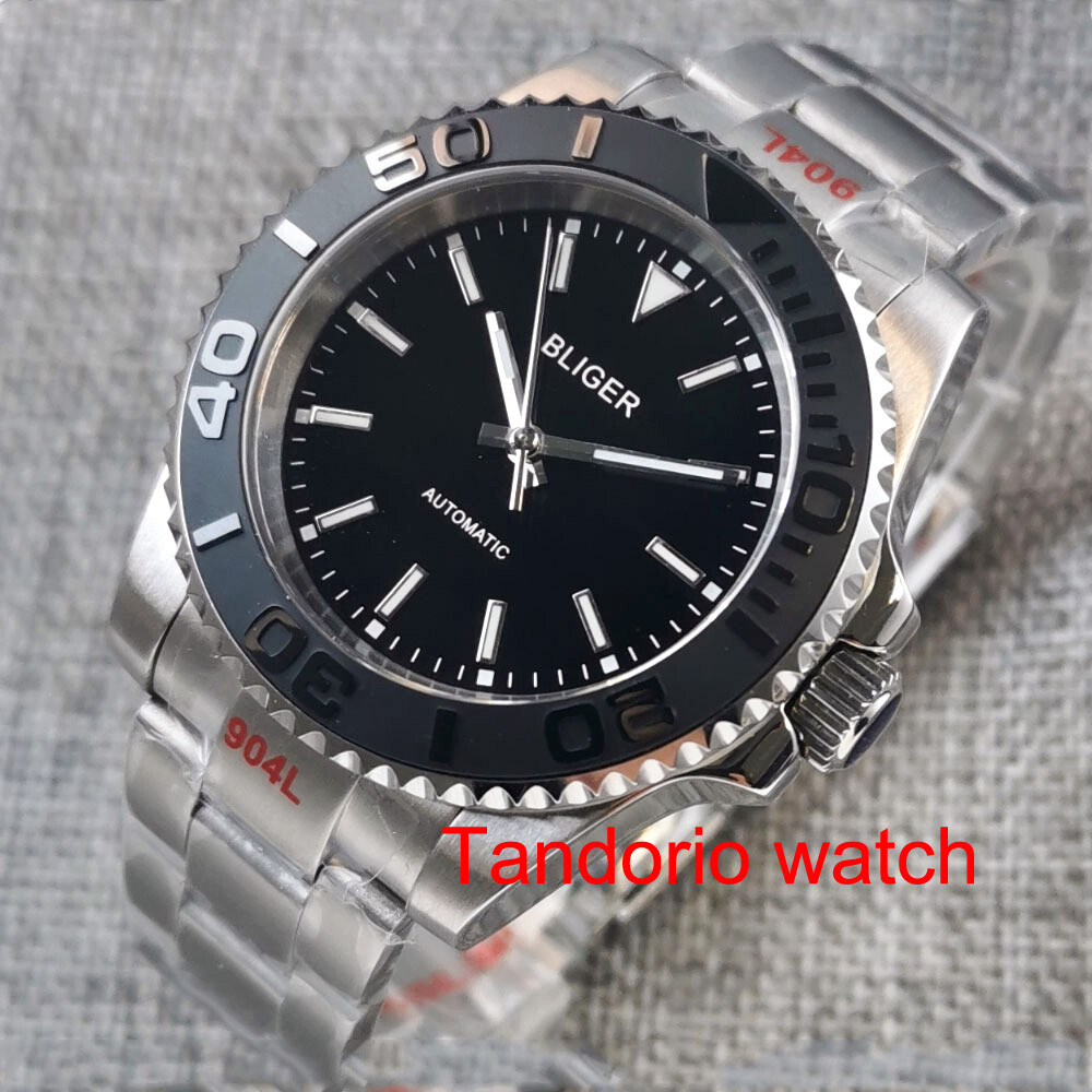 Bliger 40MM Black White Green Red Dial Men’s Watch Ceramic Bezel Luminous NH35