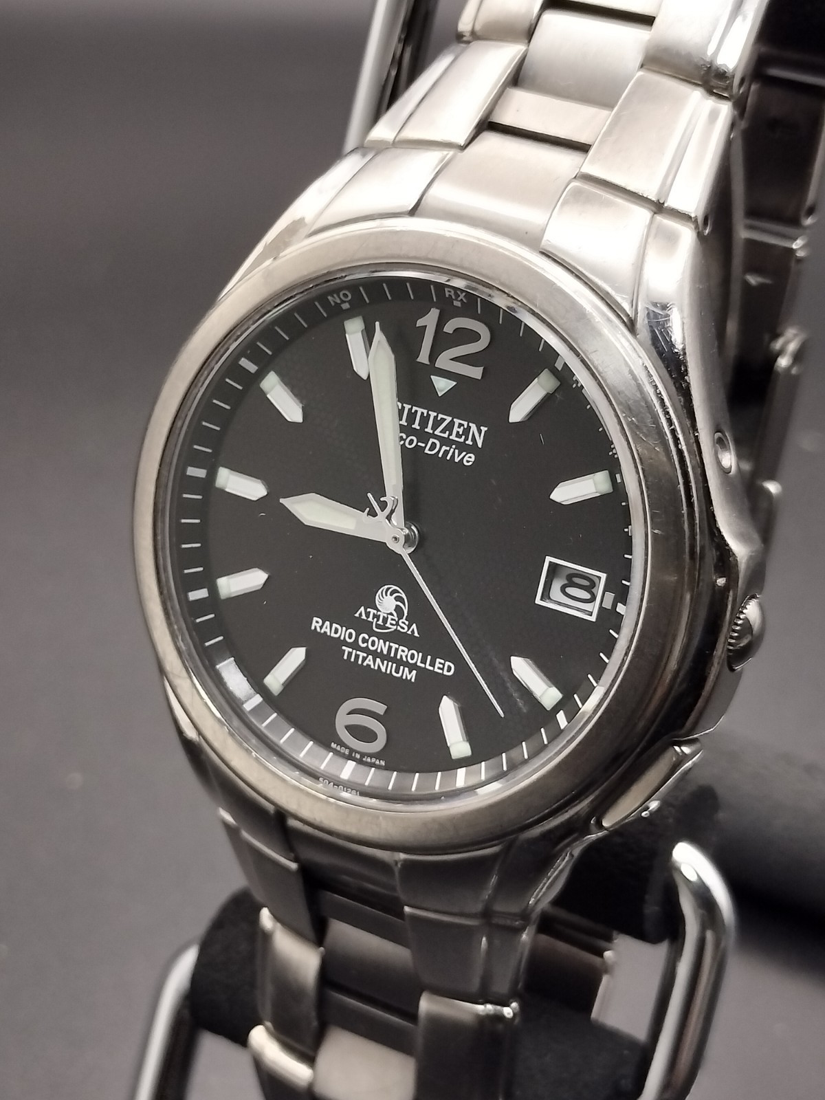 Citizen Attesa Eco Drive Radio Titanium H410-T003788 black From Japan No,2