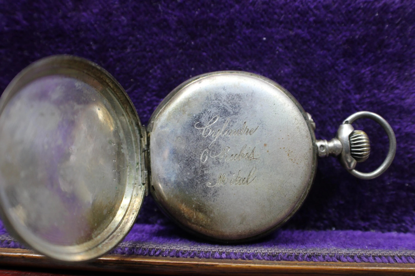 1800s cylinder escapement silver type case open face pin set pocket watch #28