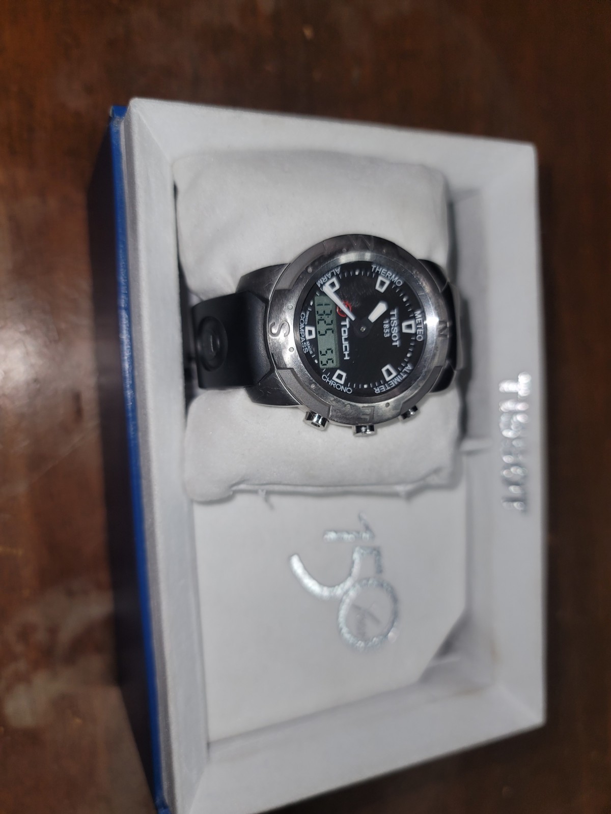 Tissot T Touch Watch Men 30m Silver Tone Black Dial Swiss New Battery very nice