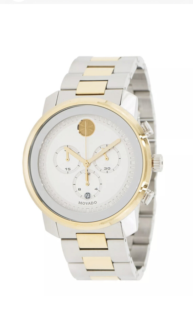 Brand New Movado Bold Men’s Two Tone Stainless Steel Chronograph Watch 3600432