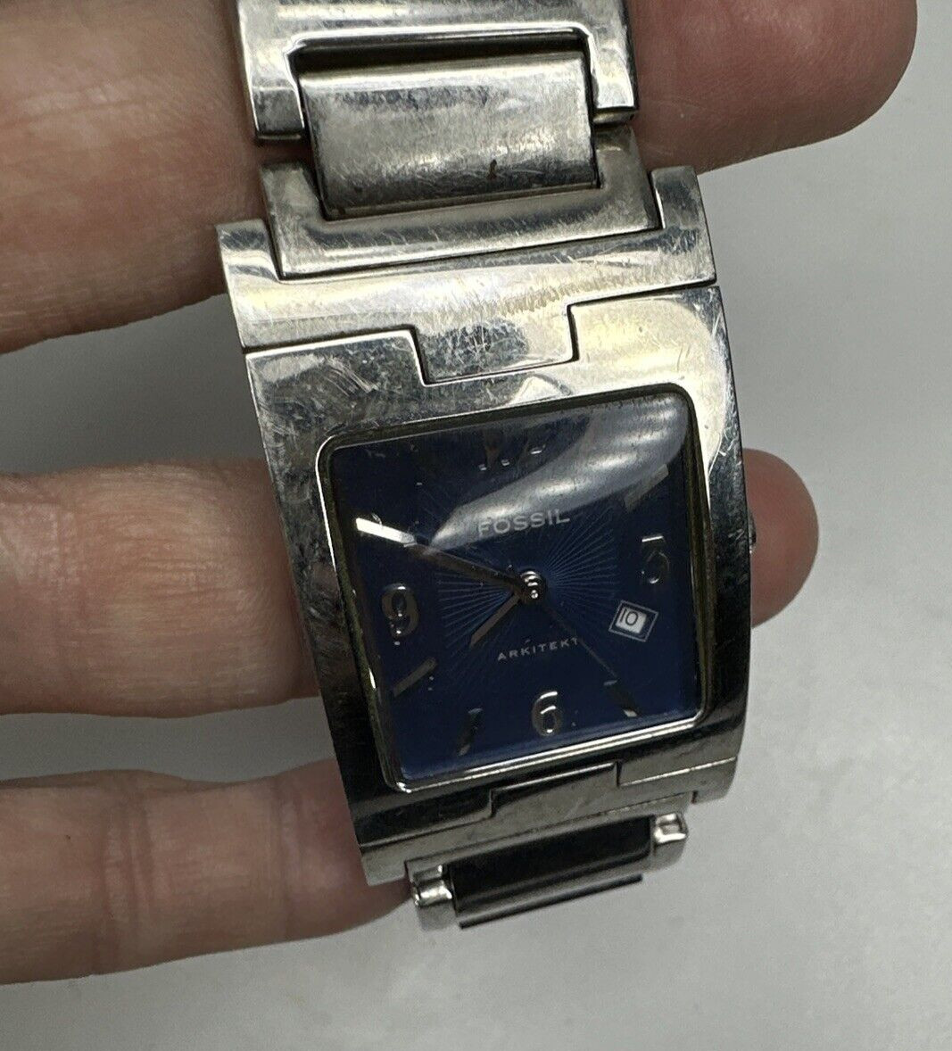 Fossil Men’s UNTESTED Arkitekt Quartz Watch FS-2891 Blue Dial Water Resist 50m