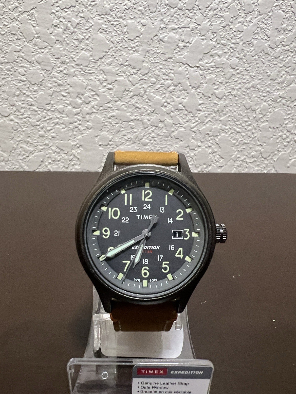 Timex Expedition Men’s 40mm Black Dial Brown Leather Quartz Date 50m w/ Box