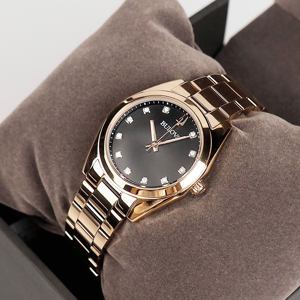 Bulova Surveyor Classic 97P156 Diamond Rose Gold Stainless Women’s Quartz Watch