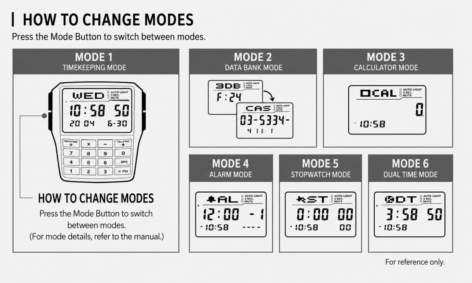 Casio DBC-32D-1A Men’s Data Bank Calculator Digital Watch 10-Year Battery