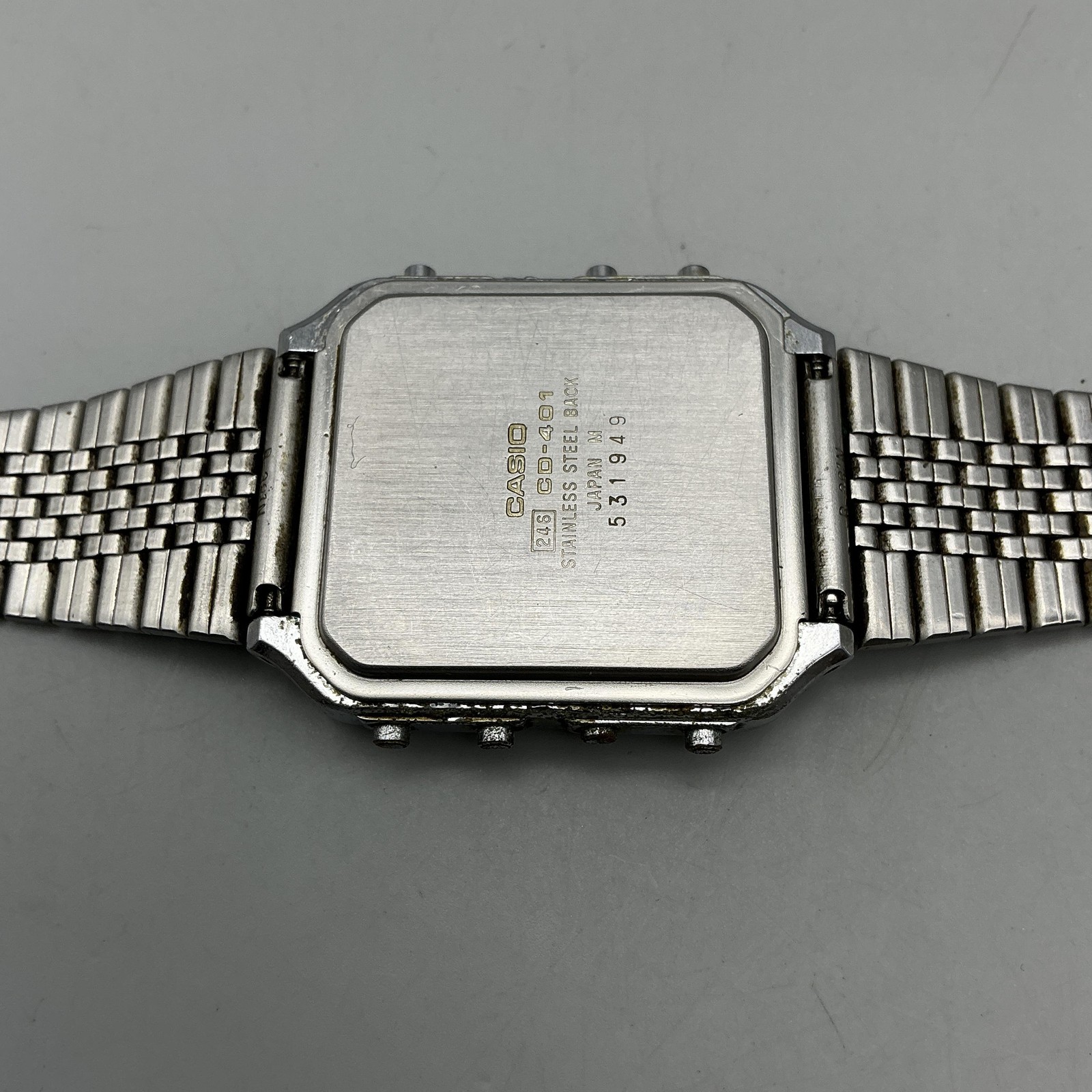 Vintage Casio Data Bank Mens Watch 33mm Silver Tone Calculator Alarm New Battery