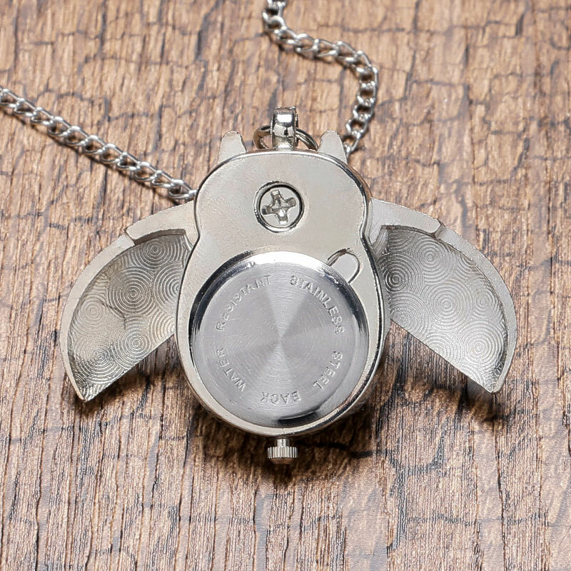 Pocket Watch Necklace Gift Silver Night Owl Arabic Numerals Dial Modern Fashion