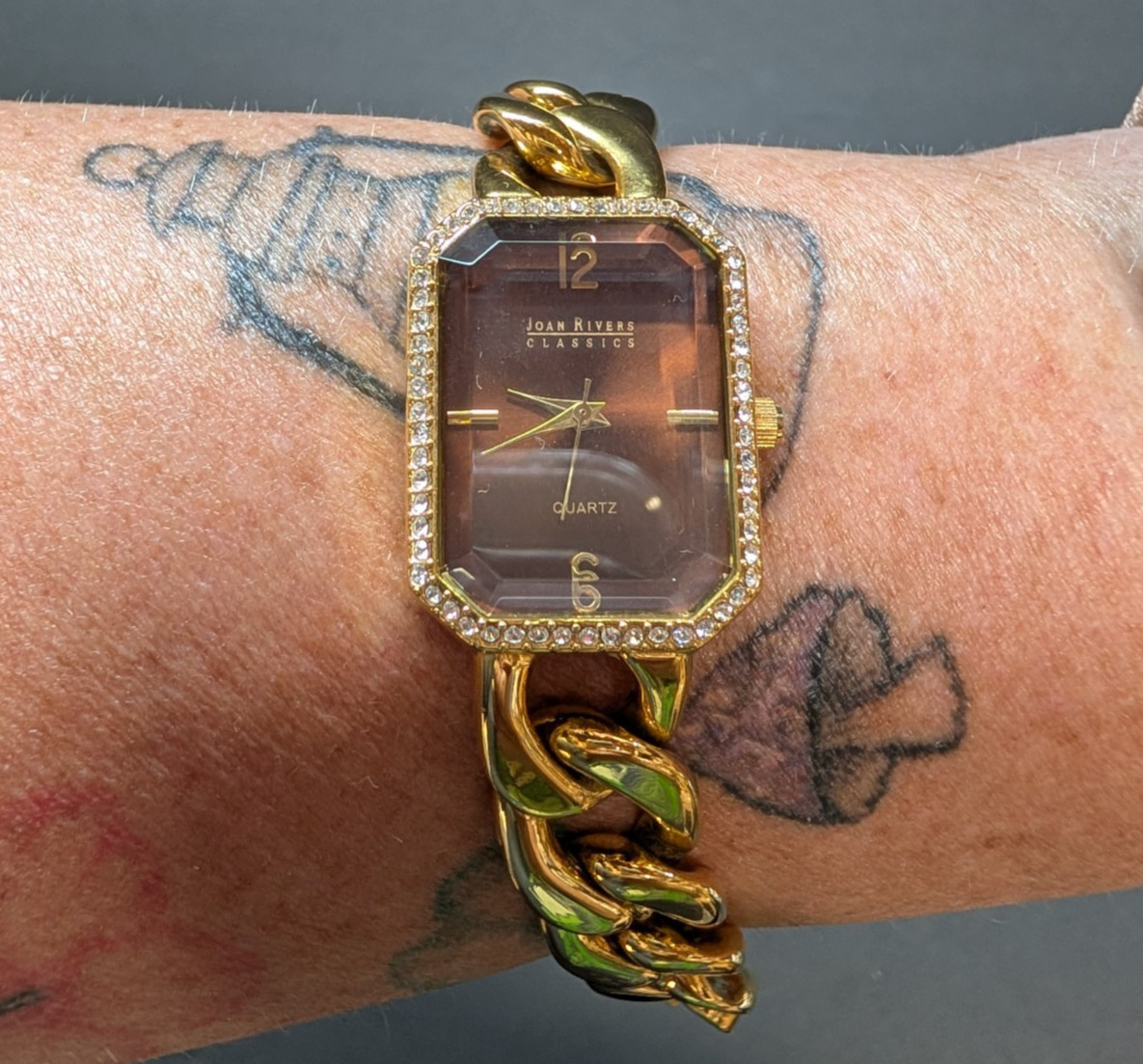 Joan Rivers Classics Ladies Quartz Watch Brown Diamond Dial Untested