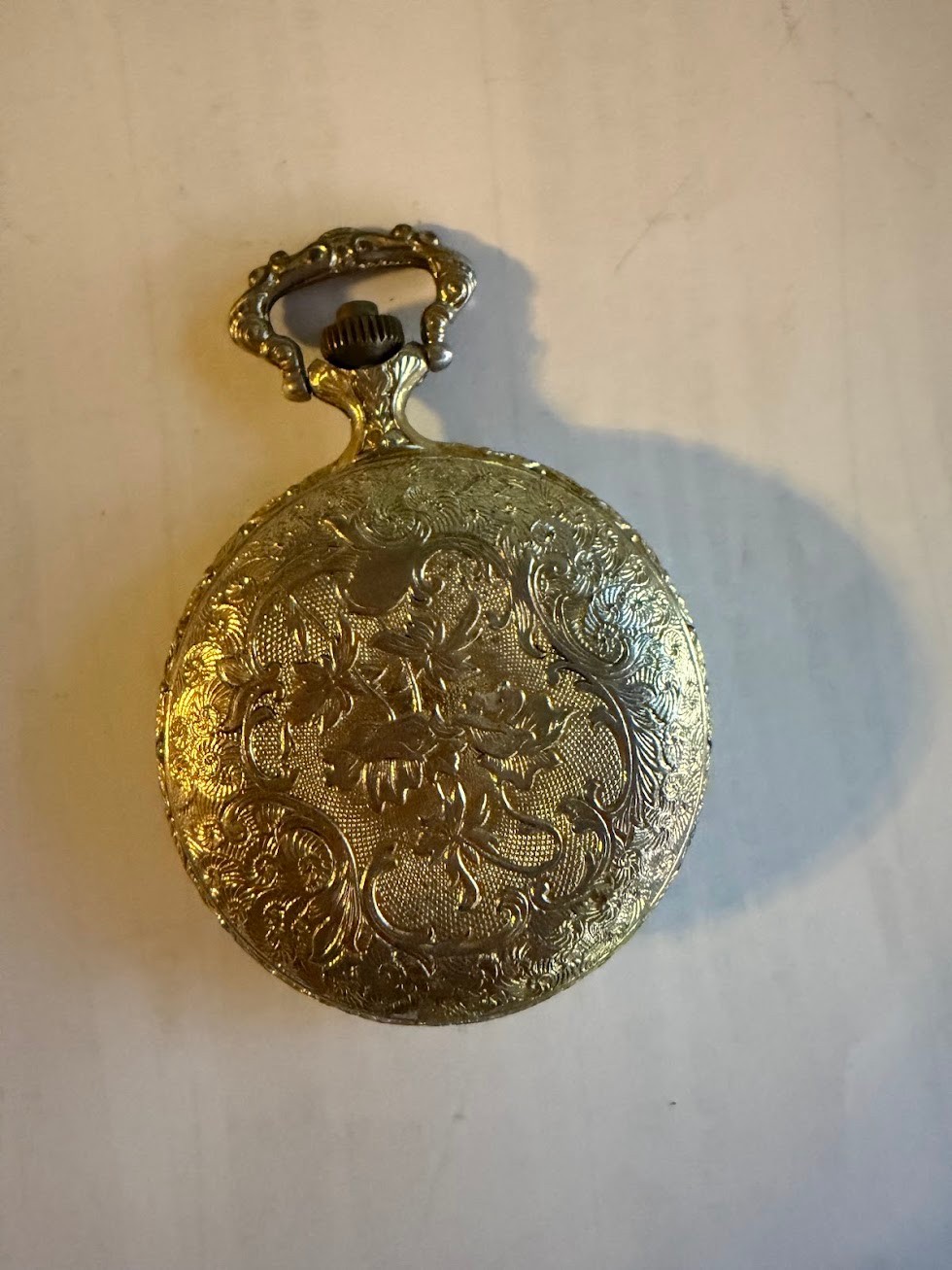 Vintage Armitron Quartz Pocket Watch Gold Tone Duck Hunting Scene