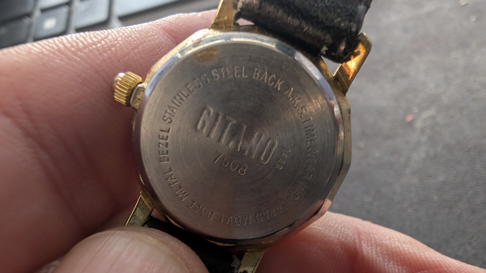 Vintage Gitano Quartz Wrap Watch Black Stud Strap Gold Tone 80s Glam Rock Style