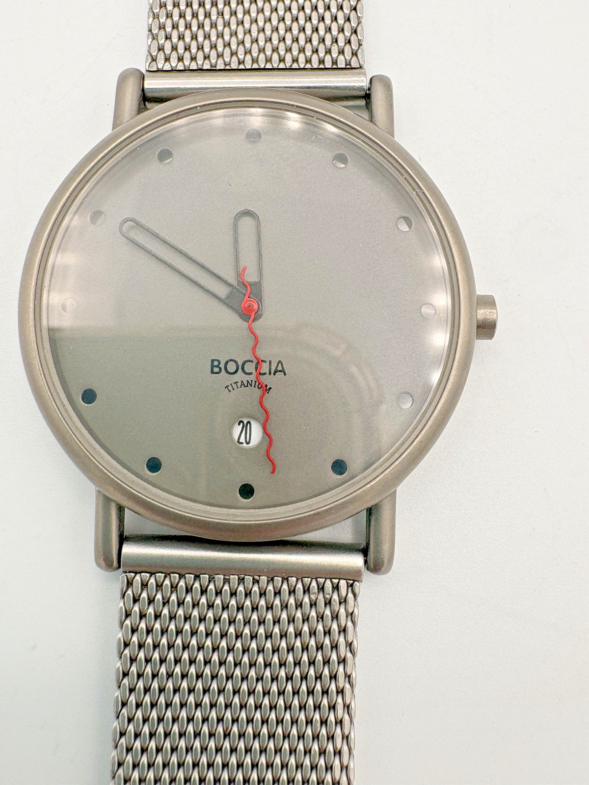 Boccia Titanium Gray Dial Men’s Watch Milanese Mesh Bracelet Date Quartz New Bat