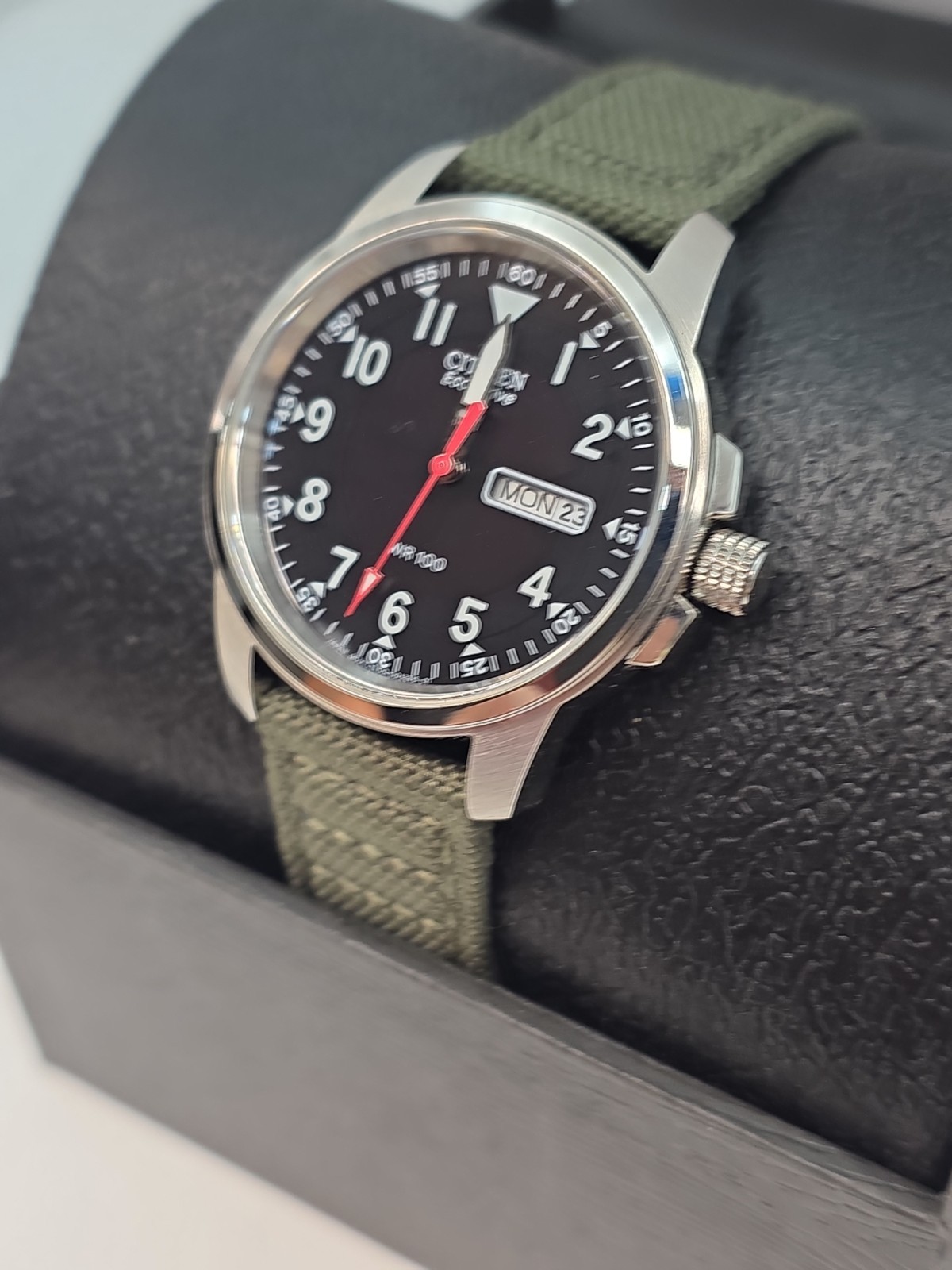 Citizen Military Army Green Nylon Strap Men’s 100M Eco Drive Watch