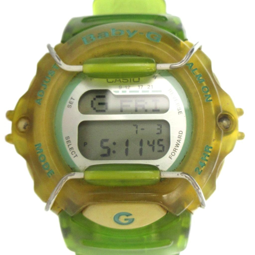 Used CASIO BG 340 Baby G Wristwatch Watch Quartz Digital With Calendar Green GY1