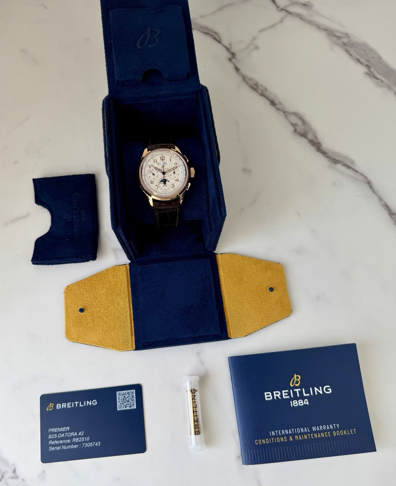 Breitling Premier B25 Datora Complete Calendar Rose Gold Full Set RB2510371G1P1