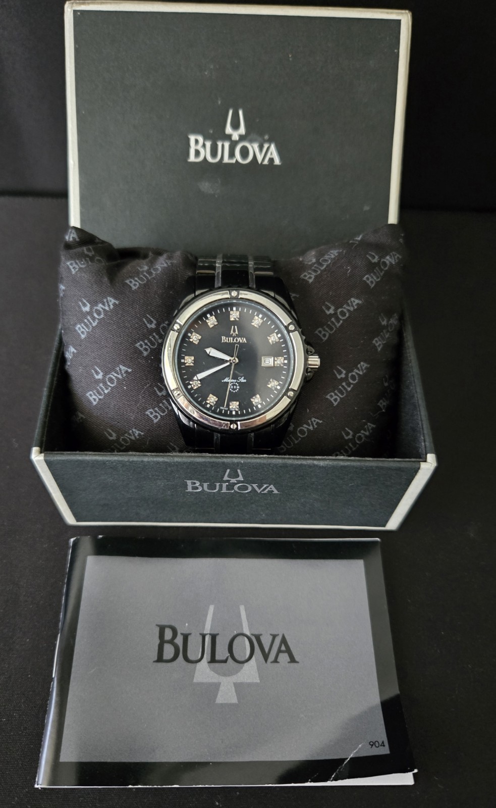 New Bulova C960825 Stainless Steel Quartz Water Resistant Diamond Accent Watch