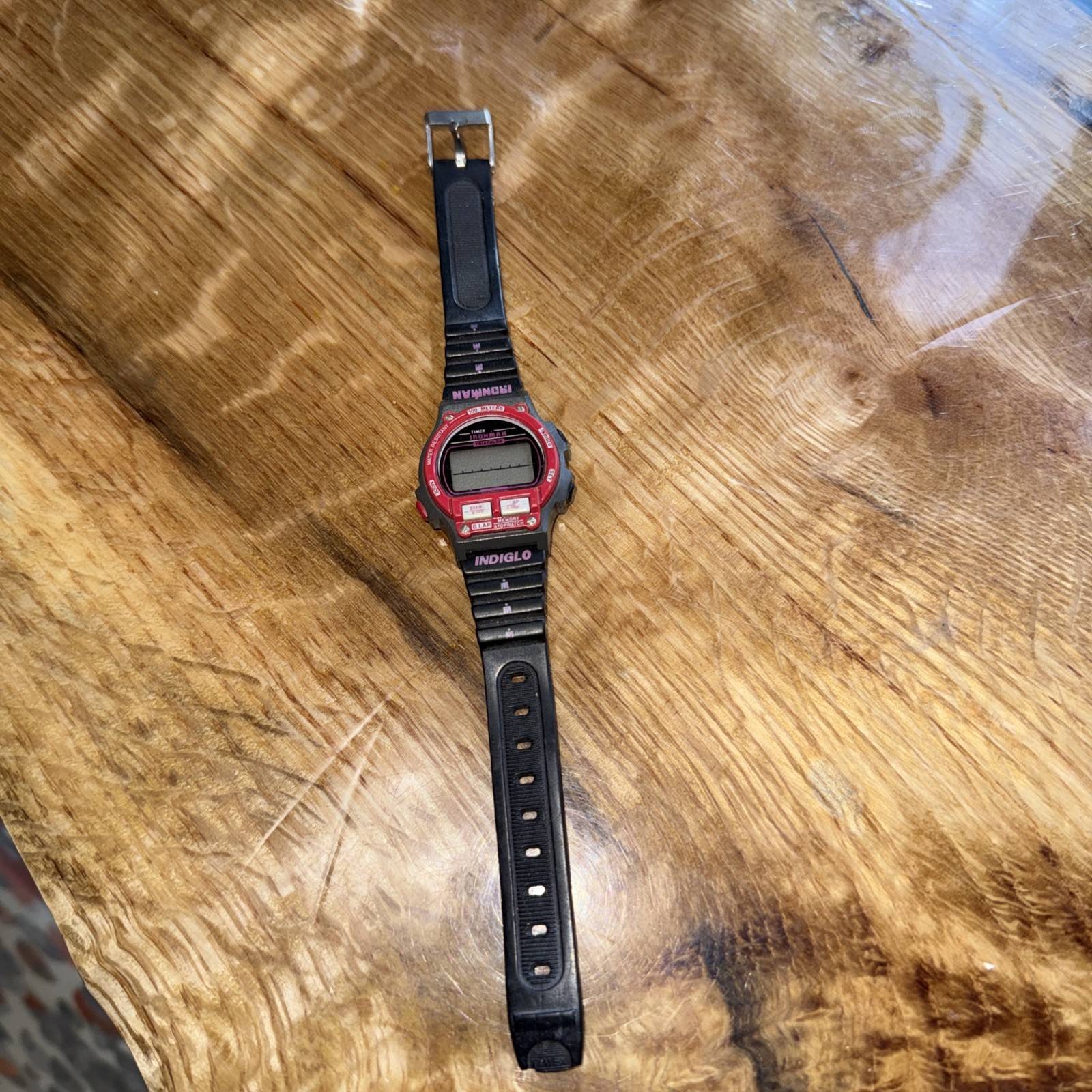 Women’s Vintage Timex Ironman Triathlon Watch Black Gray/Red Needs Battery