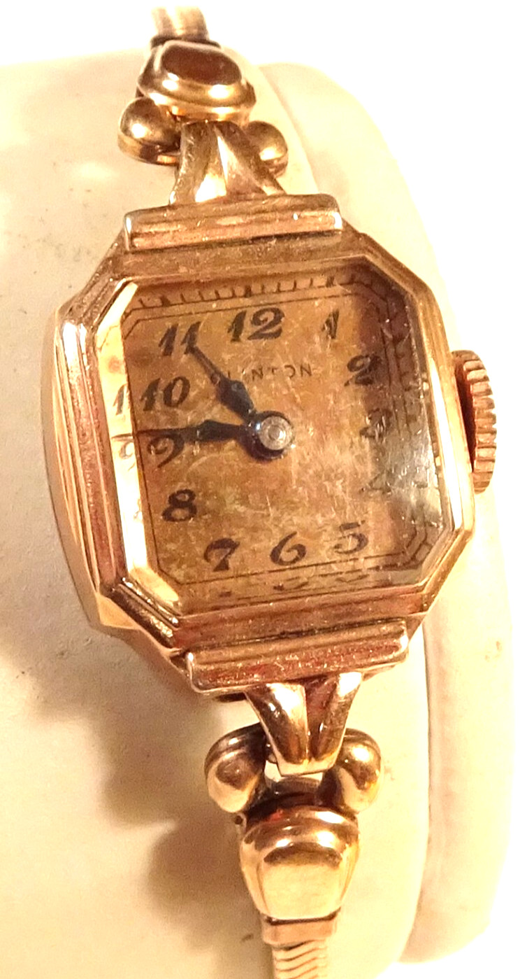 Clinton Wristwatch Ladies 17J Rose Gold Filled Antique Enicar