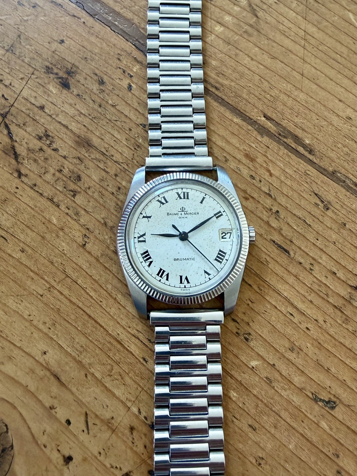 Baume Mercier Baumatic 1185 Vintage Micro Rotor Buren 34mm Unpolished