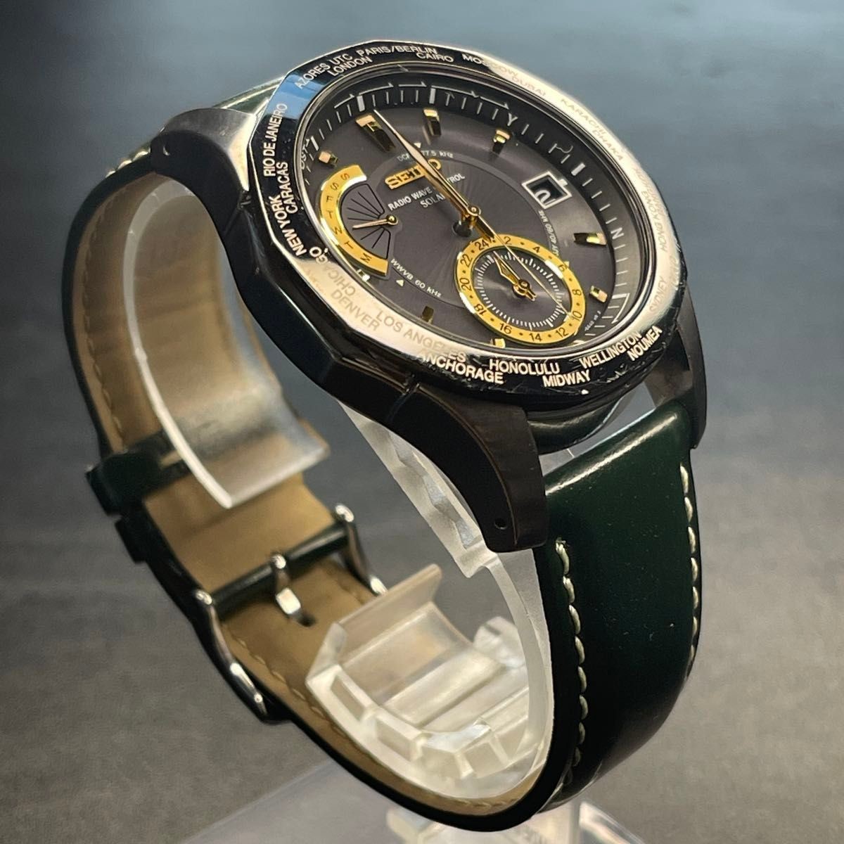SEIKO BRIGHTZ SAGA001 8B53 0AA1 World Time Radio Solar Men s Wristwatch Black x