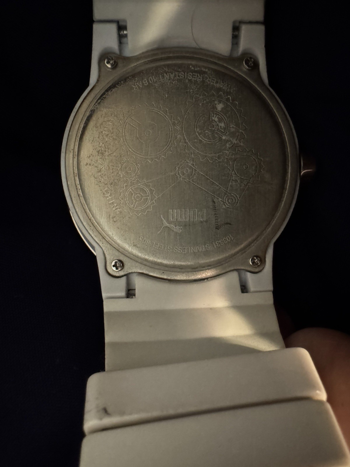 PUMA Analog Quartz Wristwatch Camouflage Dial White Silicone Strap 10 ATM