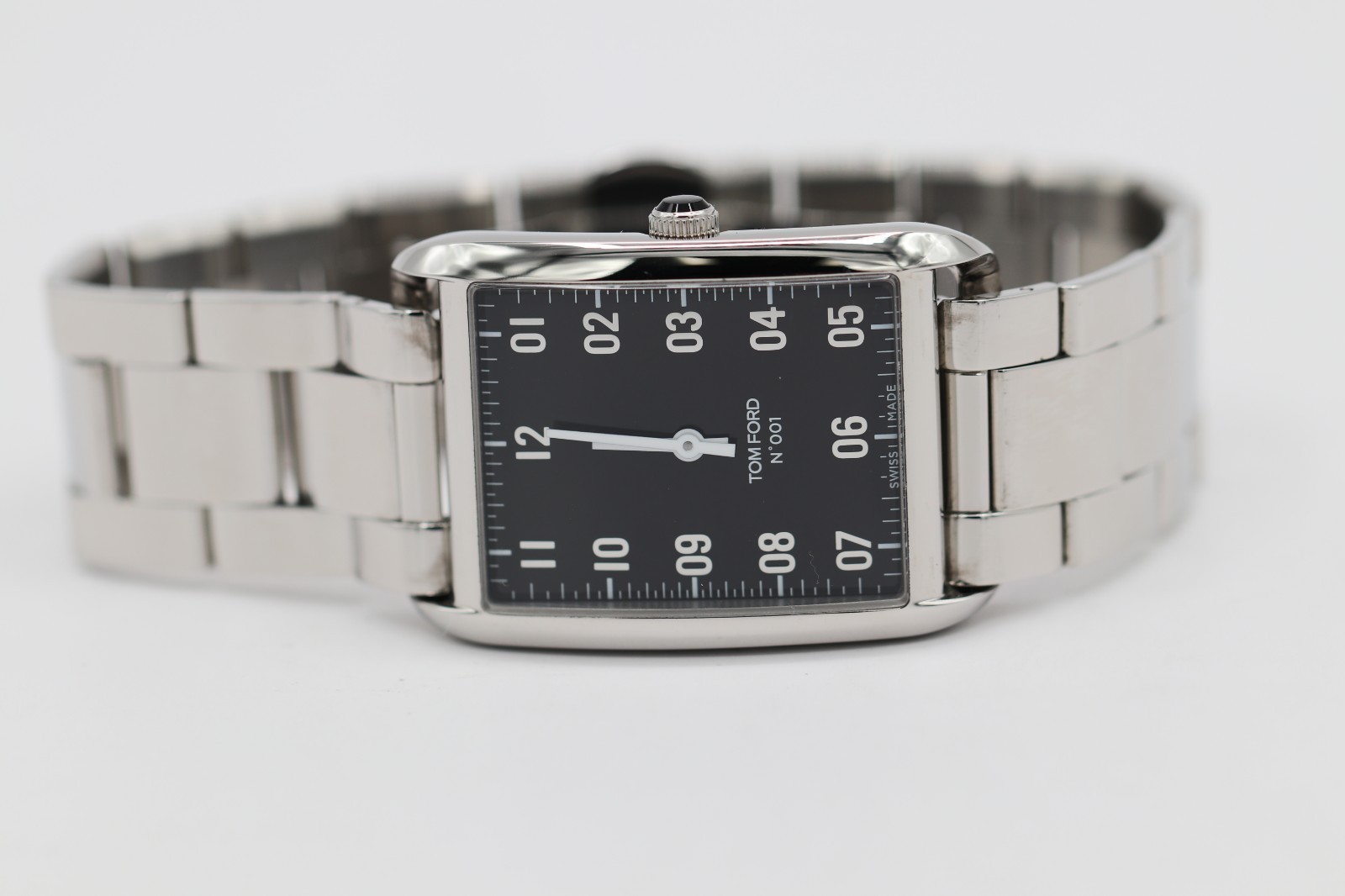 Tom Ford Watch, N.001 Quartz, Black Dial , Stainless Steel Band | MSRP $2,200