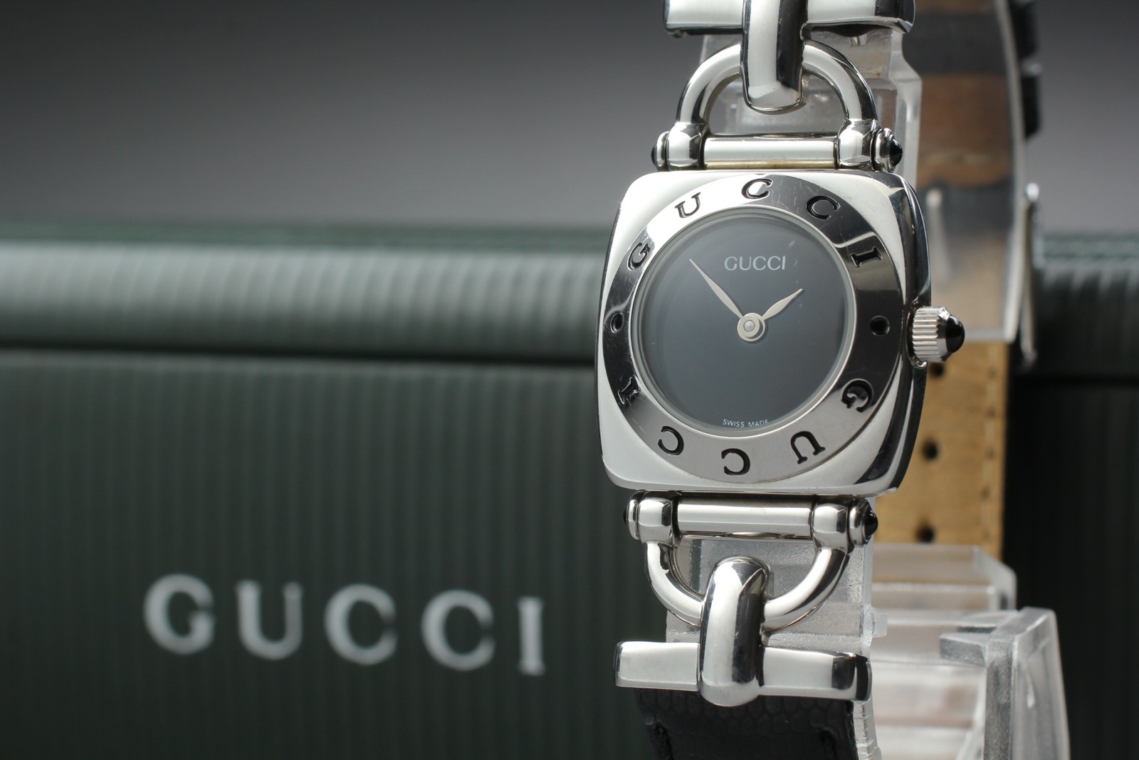 [Near MINT w/Box Paper] GUCCI 6300L Horsebit 21mm Black Dial Qz Women’s Watch
