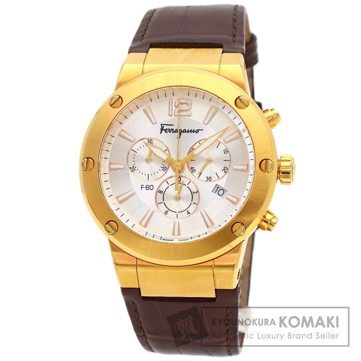 Salvatore Ferragamo SFEX00419 Round Face Wristwatch SS Leather Men’s Used