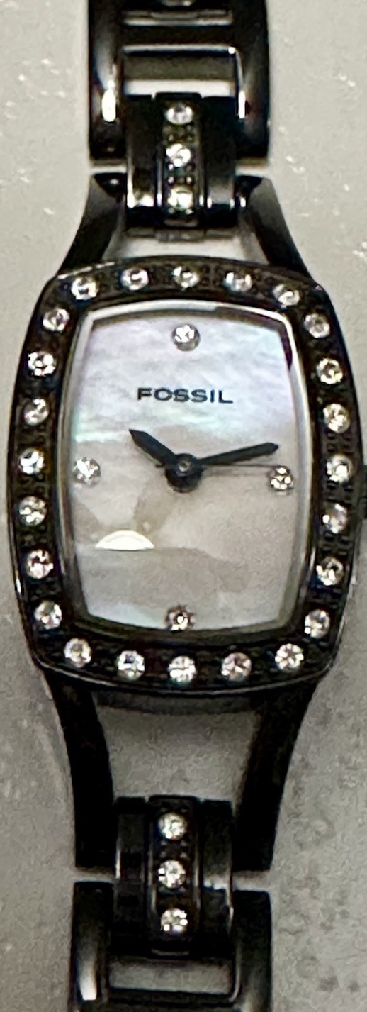 Fossil Watch Black ES 1625 F2 Stainless Steel, New Battery