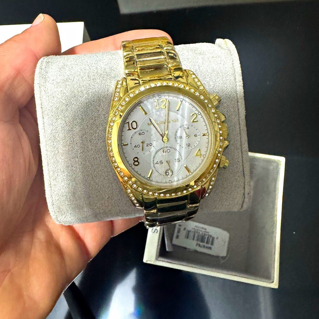 Michael Kors Gold-tone Chronograph Watch with Crystal Accent